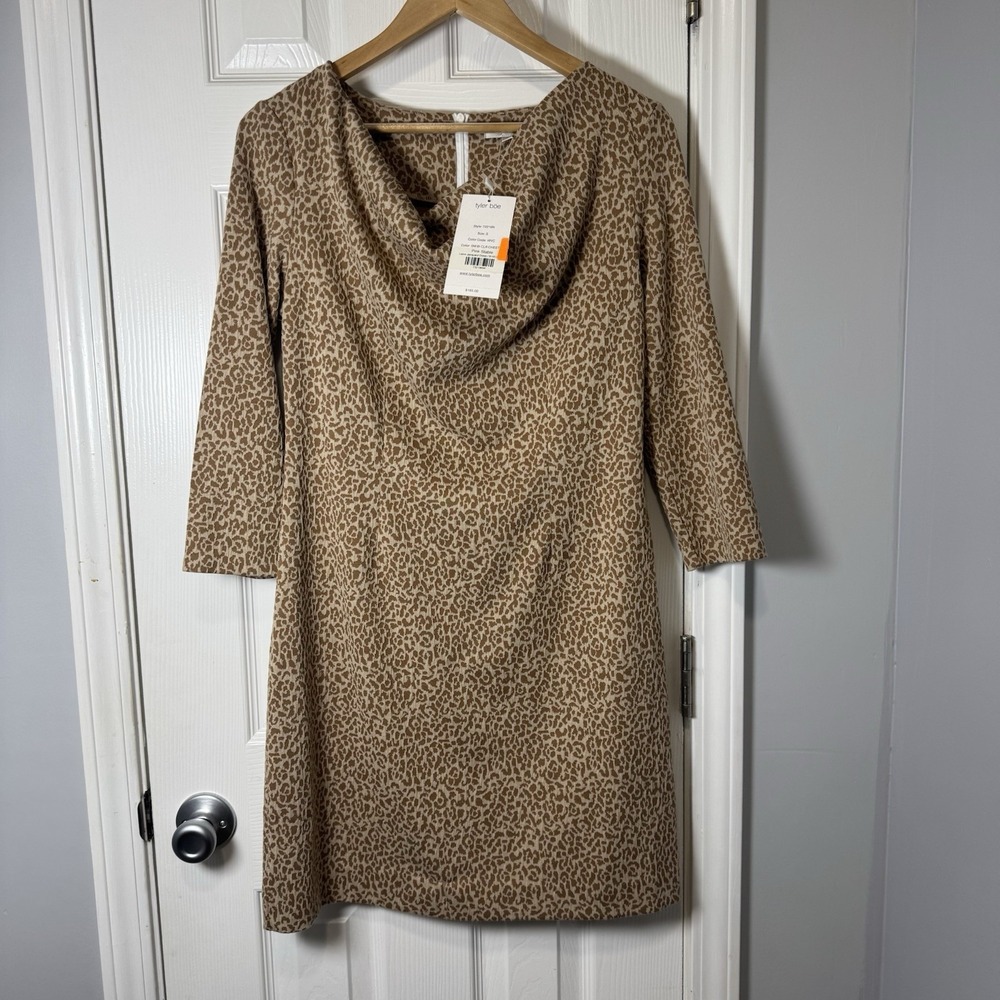 Tyler Boe Dress Size S NWT MSRP $165 Jacquard Leopard Cheetah Stretch